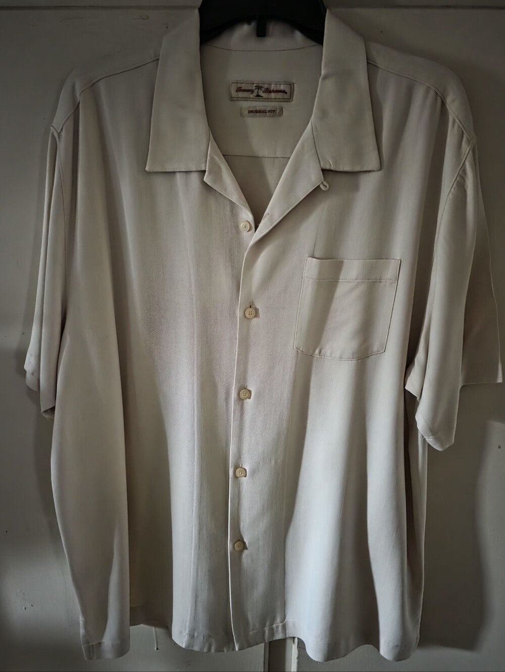 Classic Men's Short Sleeve Button-Up Shirt in Beige by "Tommy Bahama"...